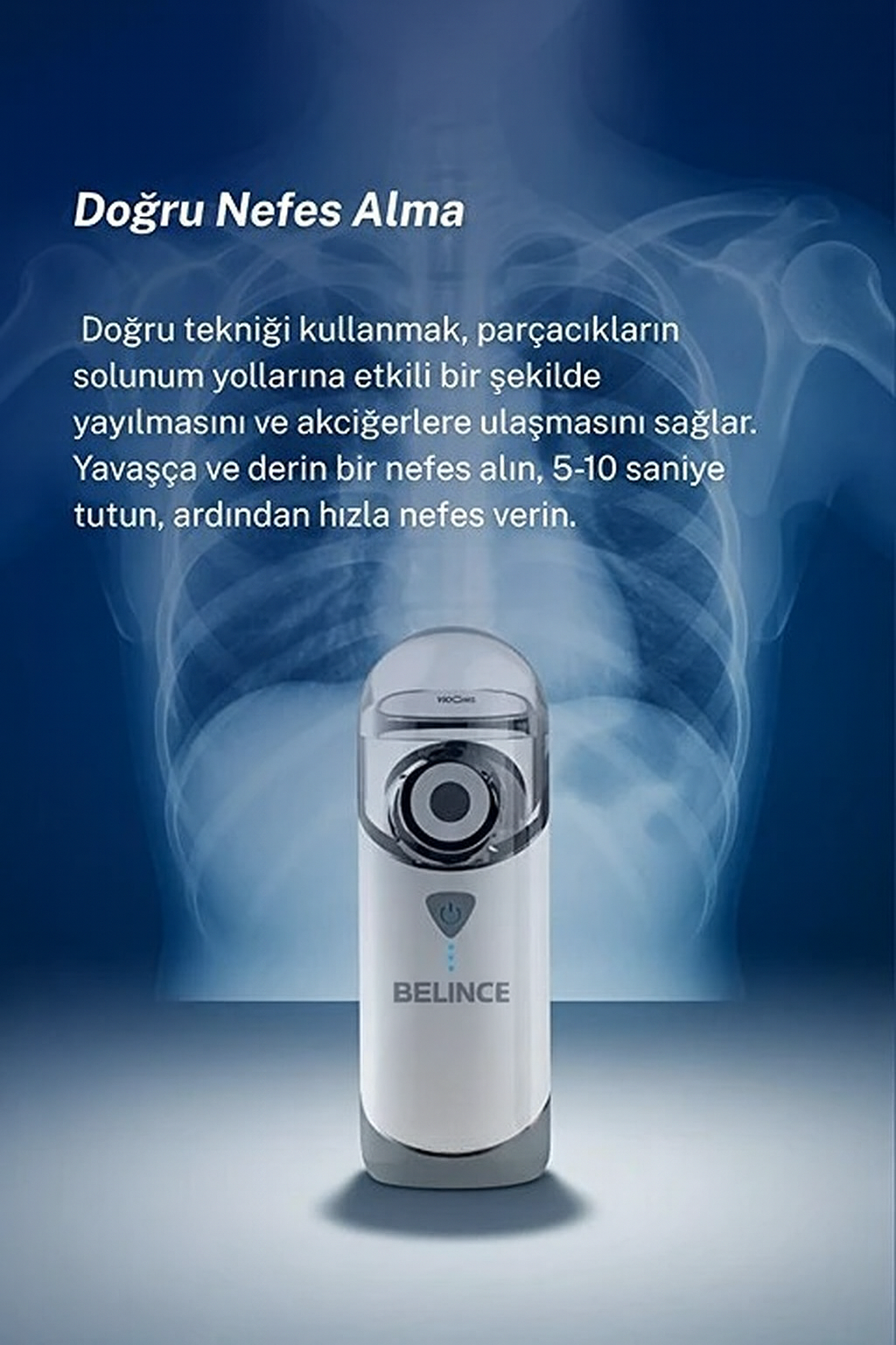 Belince® Taşınabilir Şarjlı Nebulizatör Buhar Makinesi | 2.0